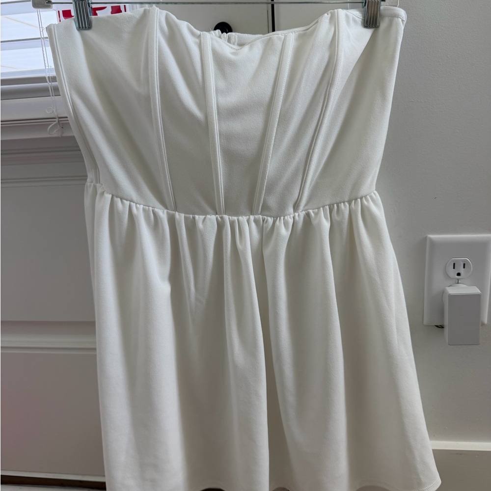 Strapless White Mini Dress - Corset Bodice
